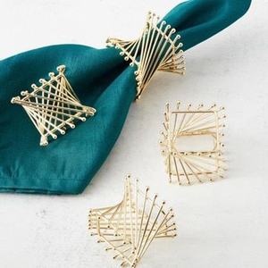 Gold Plated Wedding Banquet Dinner <b>Birthdays</b> <b>Table</b> decor Five leaf Flower Design Decorations Napkin buckle - Product Image 4