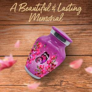 Pink Butterfly Urns Set of 4 - Small <b>Keepsake</b> for Human Ashes with <b>Box</b> & Bags - Pink Urns for Women - Mini Urns for Ashes - Product Image 6