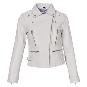 Chaqueta de Motociclista de Cuero de Oveja Genuino con Estampado Personalizado para Mujer, Ecológica, Resistente al Viento, Antiarrugas, Calefactable para Invierno - Product Image 1