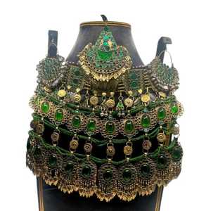 Ensemble de bijoux de mariage vintage afghan de forme personnalisée, fabrication directe, collier, boucles d'oreilles, ensemble de bijoux pour porter lors d'un mariage - Product Image 1