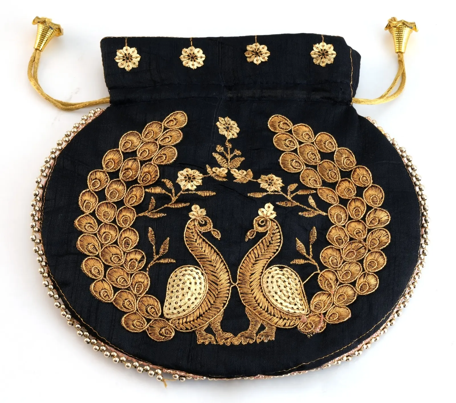 กระเป๋าใส่เหรียญมีเชือกผูกสำหรับผู้หญิงทำด้วยมือสไตล์อินเดียของขวัญคืนให้แขกส่งฟรี