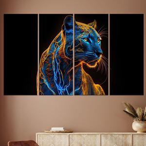 Lienzo de Vidrio Templado con Diseño de Pantera Elegante: Arte Decorativo con Estampado Animal, Juego de 4 Lienzos - Product Image 1