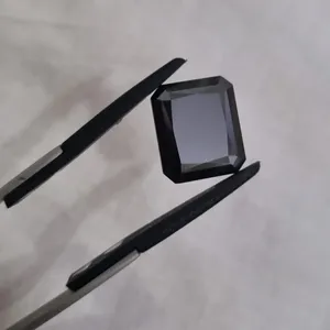 Diamant Moissanite taille émeraude noire 21 ct Clarté VVS Fabrication excellente coupe pour collier pendentif Moissanite et bijoux personnalisés - Product Image 4