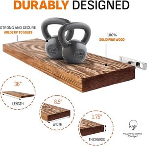 침실 주방 욕실-세련된 나무 선반 선반 선반 벽 보관 용 - Product Image 2