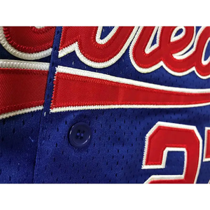 Camiseta de Béisbol Personalizada con Ribete Rojo y Blanco, Uniforme de Equipo Personalizado, Camisa con Botones, Ropa Deportiva Transpirable de Secado Rápido - Product Image 6