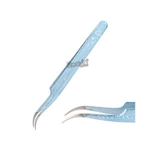 แหนบต่อขนตาสแตนเลสสีทองแหนบปลายสายไฟเบอร์ - Product Image 3