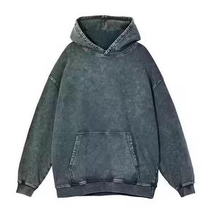 Heavyweight Plus Velvet Washed Gradient Spray-dyed Distressed Loose Acid Wash Sudadera CON CAPUCHA DE MODA personalizada - Product Image 3