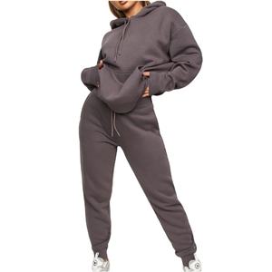 Ensemble de sweat-shirts à capuche vintage en coton et polyester, lavage à l'acide, fermeture éclair, taille personnalisée, sweat-shirts pour femmes, sweat-shirts surdimensionnés pour femmes, ensemble 2 pièces - Product Image 3