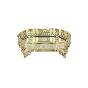 Plateau de service en métal argenté fait à la main en bois pur de haute qualité et en métal fabricant indien durable pour la décoration de table - Product Image 2