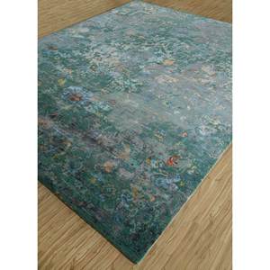 Alfombra Grande de Lana y Seda de Bambú Anudada a Mano, Diseño de Medallón, 9x12, para Hogar y Pasillo, para Adolescentes - AKWB-3507 - Product Image 2