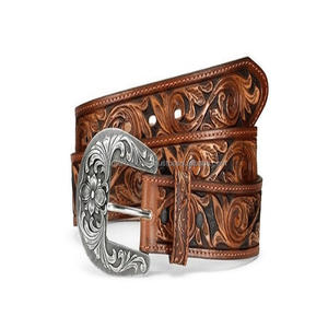 Ceinture d'outillage en cuir de western gravée à la main sculptée à la main avec boucle florale de designer robuste toutes les tailles disponibles - Product Image 1