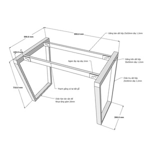 Patas de Mesa de Café de Aluminio de Diseño Industrial Trapez Concept, 60x100cm, Requiere Ensamblaje, HCTC001, para Mobiliario Hospitalario - Product Image 5