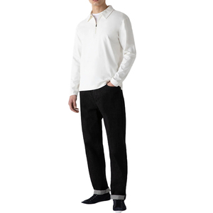 Wholesale Premium Heavyweight Half-Zip Men's Long-Sleeve <b>for</b> Shirt Self Collar Soft Durable Brushed Cotton Knit Customizable - Product Image 6