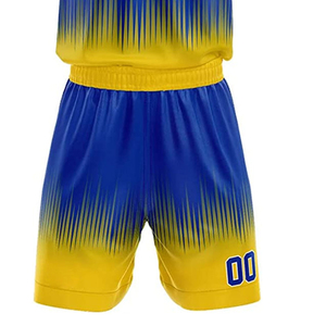 INDEX APPAREL Custom Sublimated Basketball Jersey Shorts Set Team Name 00 Blue Yellow Gradient V-Neck Sleeveless <b>Athletic</b> Fit - Product Image 5