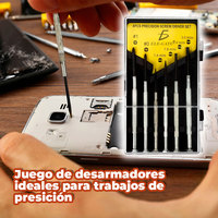 Juego de Destornilladores de Precisión, Acero al Carbono Forjado, Acabado en Aleación de Níquel, Estuche Rígido, Modelo HERM.04, para Computadora y Hogar