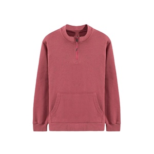 <b>Men's</b> Cotton <b>Fleece</b> <b>Quarter</b>-<b>Zip</b> Hoodie Sweatshirt Custom Logo Crew Neck Anti-Bacterial Breathable Wholesale Price Plain Dyed - Product Image 1