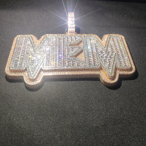 <b>Custom</b> Luxury Fine Sterling Silver Gold Plated Iced Lab Grown Diamond Hip Hop Bling Bling IGI Certified Pendant <b>Necklace</b> Charms - Product Image 3