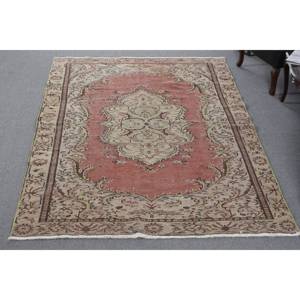 Alfombra clásica de lana rojo Beige 5,6X9,2 pies estilo Kilim área grande alfombras rectangulares turcas respaldo de látex para pasillo 10mm de espesor - Product Image 1