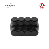   Connecteur de câblage isolé noir à 4 ports, raccord mécanique à double entrée pour câbles en cuivre et aluminium de 1/0 à 350 kcmil