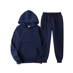 Ensemble de vêtements de sport 2 pièces avec logo personnalisé vente en gros de pantalons de survêtement décontractés pour hommes sweats à capuche tenues solides pour l'entraînement - Product Image 1