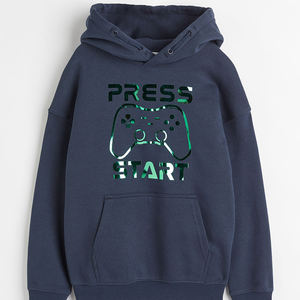 Pull à capuche décontracté de style 1/4, vêtements d'hiver en tissu tricoté avec col à capuche pour garçons et filles âgés d'enfants - Product Image 1