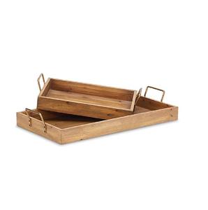 Walnut Finishing Wooden Serving Tray Customized Dinnerware Food Breakfast Pasta Serving Dish Trays Wooden Serving Tray - Product Image 5