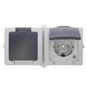 Kopp Nautic presa di corrente di protezione 2-fach orizzontale a parete IP44 grigia - Product Image 1