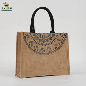 Bolsas de compras reutilizables personalizadas con logotipo, hechas de yute 100% ecológico para compras y viajes. - Product Image 1