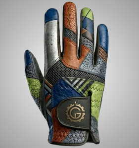 Golf Glove Right Hand Genuine Leather Multi-Color Patchwork Non-Slip <b>Hook</b> And Loop Closure Unisex Sports With Premium Packing - Product Image 4