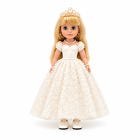 Robe de Princesse Personnalisée en Vinyle de 18 Pouces pour Poupée, Robe de Bal OEM ODM Ivoire avec Fleurs 3D en Tulle et Perles, Couleurs et Logo Personnalisables