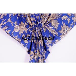 Indian Block Printed Kaftan Pure Organic Cotton Lightweight Short Nightwear Floral Print Beach Wear Summer Dress - Product Image 3