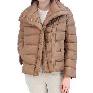 Chaqueta de plumón para mujer, estilo nuevo, cierre cruzado en la parte inferior, de alta calidad, resistente al viento, color liso, 100% plumón, acolchada con poliéster. - Product Image 2