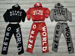 Sweats à capuche en coton sans cordon surdimensionnés épais en polaire épaisse brodée pour hommes - Product Image 4