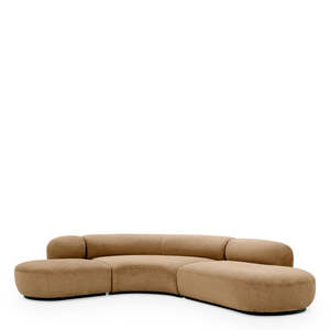 Bjrn L <b>Sofa</b> Premium Quality High-End Chesterfield Camel Fabric with Extendable Feature <b>Sponge</b>-Filled <b>for</b> Home Living Room Use - Product Image 1
