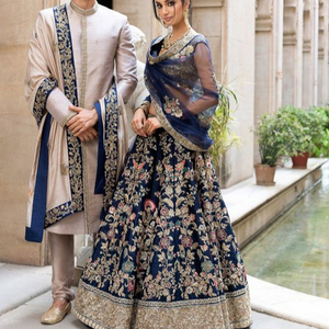 Diseñador de moda indio/paquistaní Lehenga Choli con elegante pantalón Sherwani y estola trabajo de bordado pesado - Product Image 1