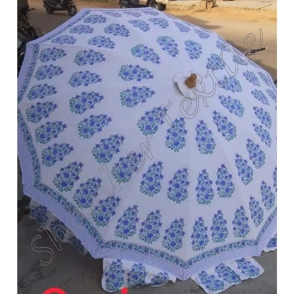 인도 수제 블록 인쇄 큰 정원 우산