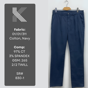 ผ้าฝ้าย 97% สแปนเด็กซ์ 3% สีกรมท่า สำหรับกางเกงลำลอง น้ำหนัก 265 GSM - Product Image 4