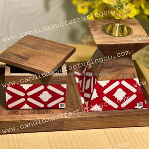 2025 Collection Mabkhara Bakhoor Boîte en acrylique Plateau de brûleur en bois Belle incrustation d'os avec incrustation de nacre Koweït - Product Image 2