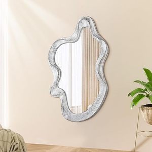 Miroir mural de style ovale sculpté Ramenez l'ambiance rétro dans votre maison miroir mural de style vintage avec cadre et miroir extérieur - Product Image 6