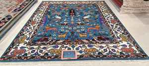 Tapis en laine noué à la main | Tapis moderne écologique à poils moyens Caractéristiques lavables antidérapantes pour l'entrée, le salon et la chambre à coucher - Product Image 4