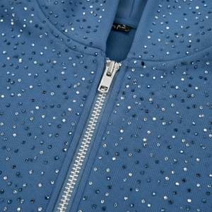 <b>Light</b> <b>Blue</b> Pullover Custom Logo Streetwear Rhinestone Hoodie Men Heavyweight 100% Cotton Winter Low MOQ 500 GSM - Product Image 5