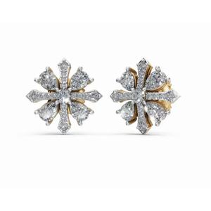 ต่างหูเพชรทรงกลมและทรงหยดน้ำ ประดับดอกไม้ สวยงามโดดเด่น ผลิตจากเพชรเลี้ยงในห้องปฏิบัติการ ทอง 9KT 14KT 18KT ขายส่ง รับผลิตแบบ OEM สำหรับธุรกิจ B2B ผู้ส่งออก - Product Image 5