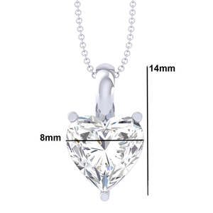 Collar con Colgante Solitario de Plata de Ley 92.5 Clara, Chapado en Oro Blanco, con Forma de Corazón, para Mujeres y Niñas, Colgantes y Dijes Finos - Product Image 4