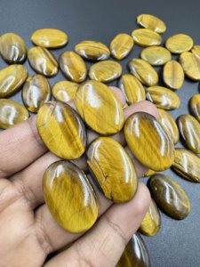 Piedra preciosa de ojo de tigre suelta de alta calidad, cabujón de forma ovalada Lisa amarilla Natural de 20x30mm para la fabricación de joyas, gemas al por mayor - Product Image 4