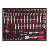 Organisateur de tiroir complet en mousse EVA pour outils, douilles M3 et cliquets, rouge et noir, pour armoire à outils TF01M302, rangement d'atelier