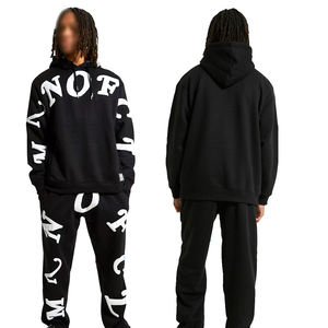 Conjunto Deportivo de Dos Piezas para Hombre, Transpirable, Estilo Urbano, 100% Algodón, Sudadera con Capucha, Logotipo Apilado, Diseño Sólido, OEM - Product Image 6