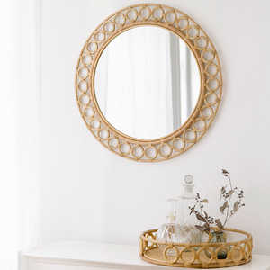 Bandeja Redonda de Mimbre Encantadora, Bandeja de Exhibición de Mimbre Tejida a Mano con Borde Calado, Organizador Versátil para Mesa de Centro - Product Image 6