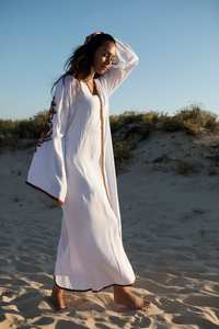 Robe de soirée longue à manches larges pour femmes, tenue de soirée, à manches longues, avec broderie personnalisée, décontractée - Product Image 4