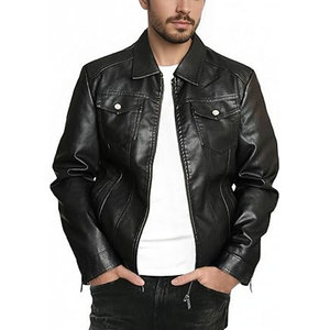 High Street Collection แจ็กเก็ตหนังบอมเบอร์วินเทจสำหรับผู้ชายปักลายหนัง PU มีซิปสำหรับฤดูหนาว - Product Image 4