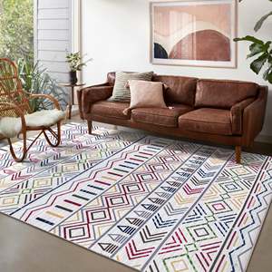 Handmade Washable Kilim <b>Rug</b> with Red Medallion Design Abstract Hallway Pattern Industrial <b>Boho</b> Style-Netline Home RW1005 - Product Image 5